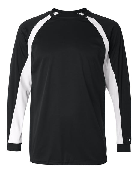 Badger Men's B-Core Hook Long Sleeve T-Shirt. 4154 - Black/ White