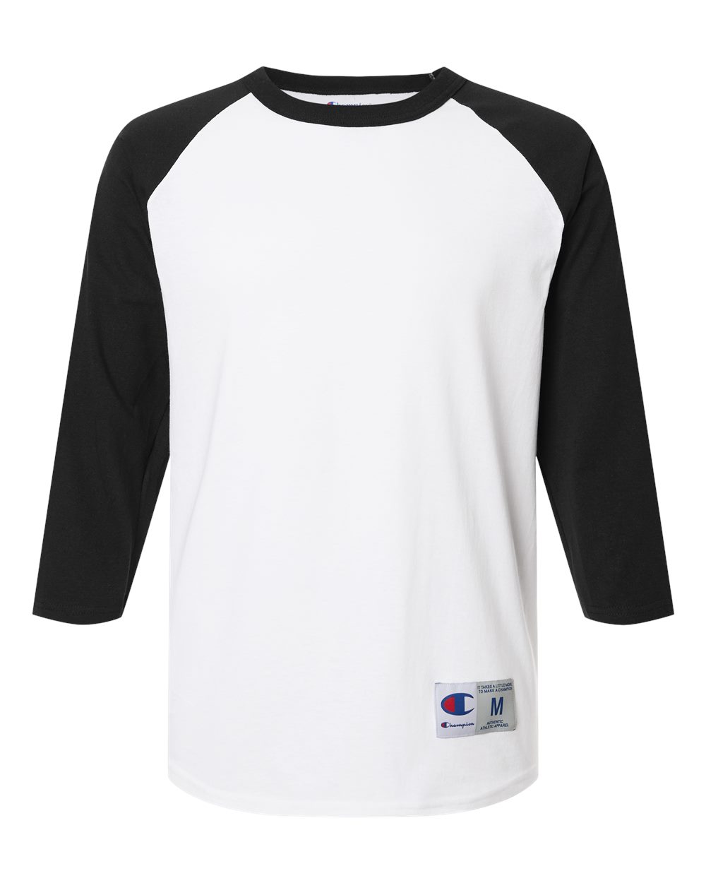 Champion Unisex Raglan Baseball T-Shirt. T137 - White/ Black