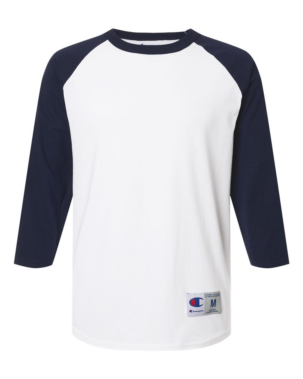 Champion Unisex Raglan Baseball T-Shirt. T137 - White/ Navy