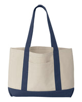 Liberty Bags Leeward Boater Tote. 8869 - Natural/ Navy