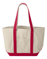 Liberty Bags Windward Large Cotton Canvas Classic Resort Tote. 8871 - Natural/ Red