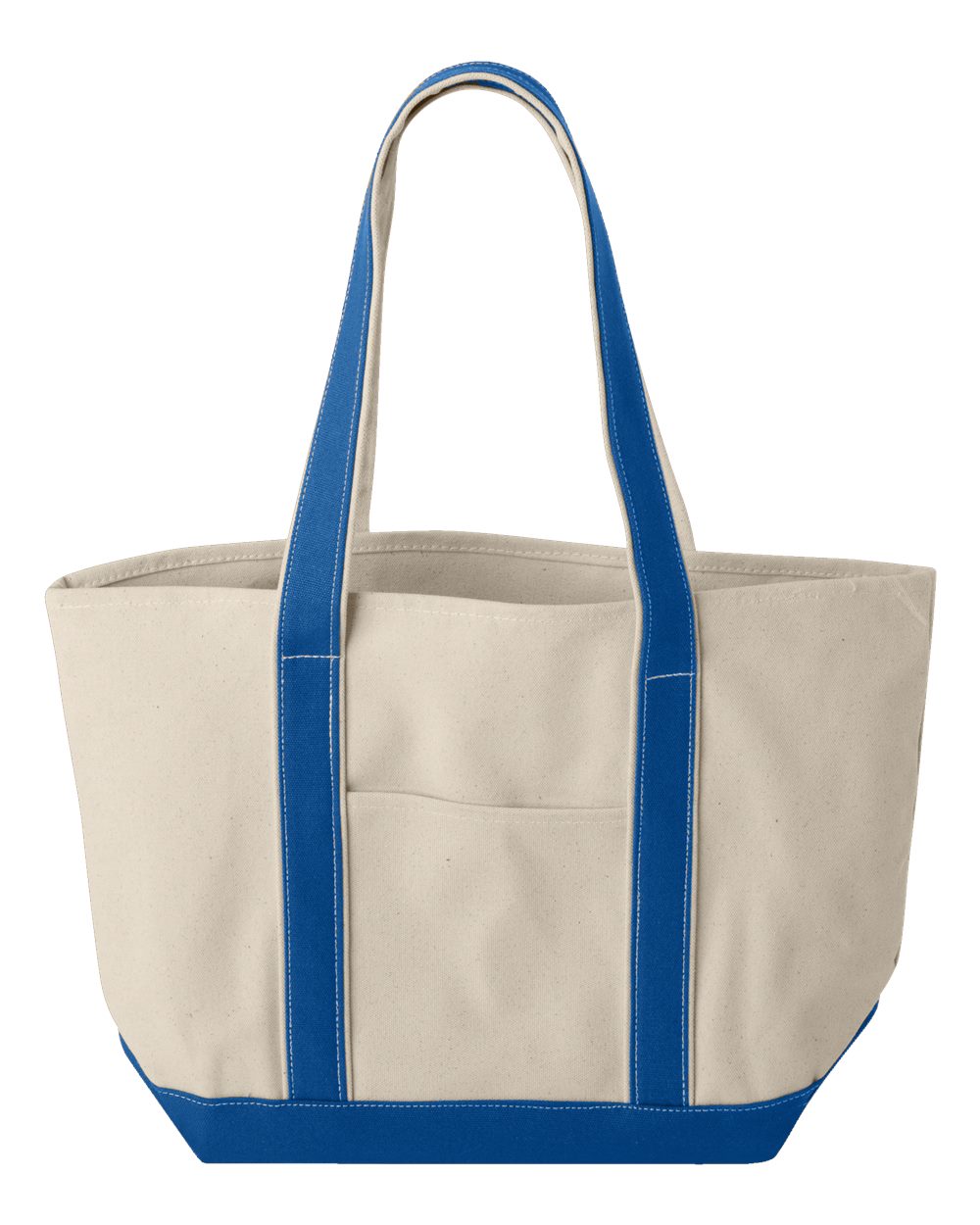 Liberty Bags Windward Large Cotton Canvas Classic Resort Tote. 8871 - Natural/ Royal