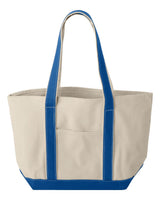 Liberty Bags Windward Large Cotton Canvas Classic Resort Tote. 8871 - Natural/ Royal