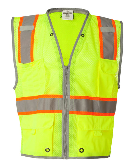 Kishigo Unisex Premium Brilliant Series® Heavy-Duty Class 2 Vest. 1510-1511 - Lime