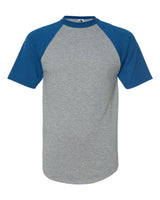 Augusta Sportswear Unisex Raglan Baseball Jersey. 423 - Athletic Heather/ Royal