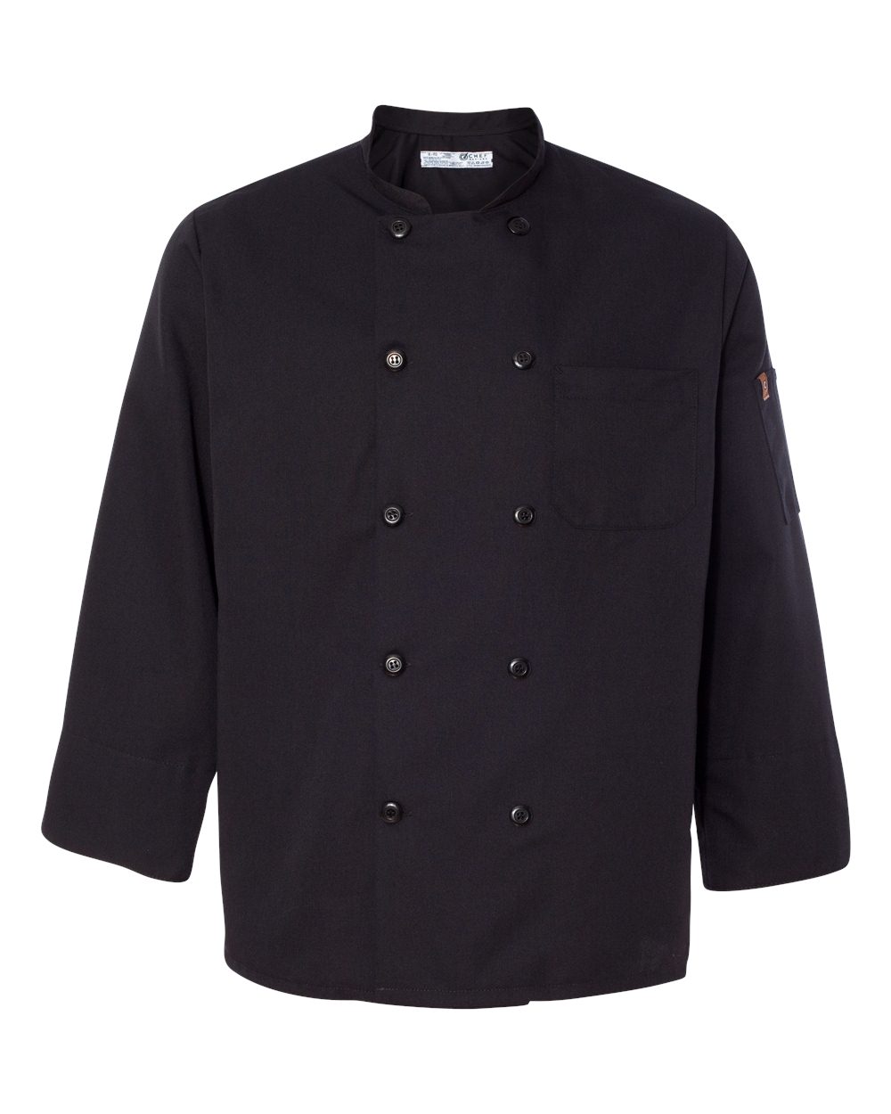 Chef Designs Ten Pearl Button Black Chef Coat. 0425 - Black