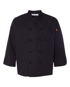 Chef Designs Black Knot Button Chef Coat. 0427 - Black