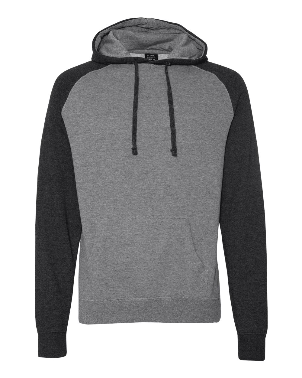 Independent Trading Co. Unisex Raglan Hooded Sweatshirt. IND40RP - Gunmetal Heather/ Charcoal Heather