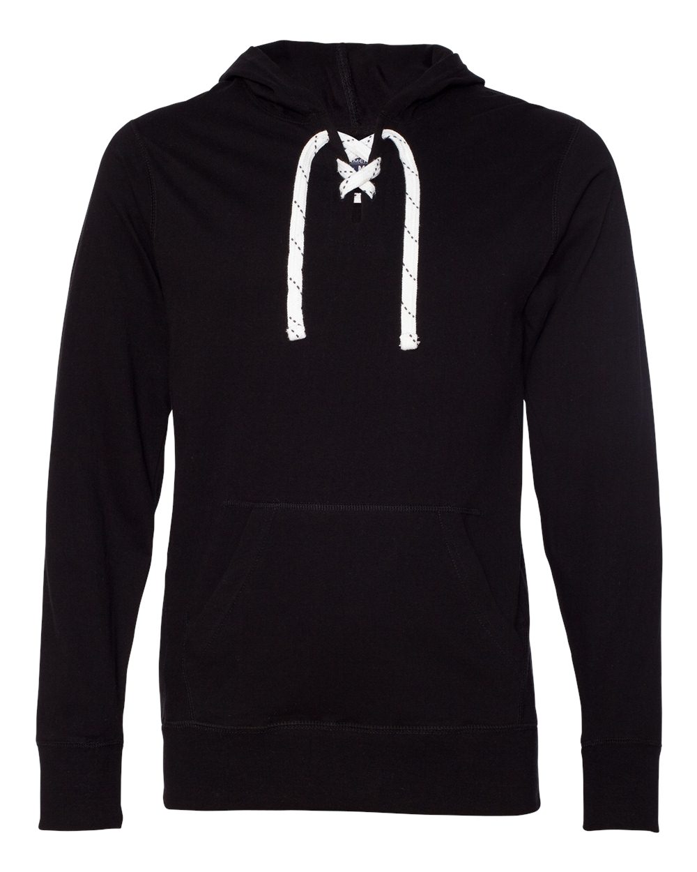 J. America Unisex Jersey Sport Lace Hooded Pullover. 8231 - Black
