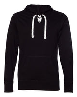 J. America Unisex Jersey Sport Lace Hooded Pullover. 8231 - Black