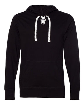 J. America Unisex Jersey Sport Lace Hooded Pullover. 8231 - Black