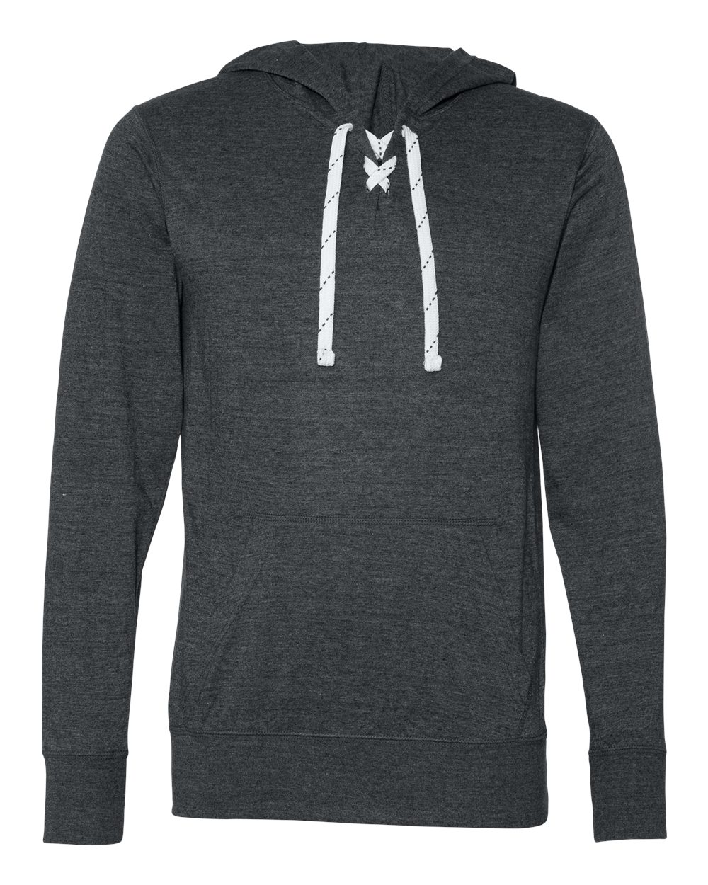 J. America Unisex Jersey Sport Lace Hooded Pullover. 8231 - Charcoal Heather
