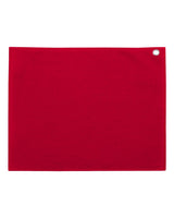 Carmel Towel Company Velour Hemmed Towel with Grommet & Hook. C1518GH - Red