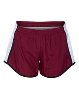 Augusta Sportswear Women's Pulse Team Running Shorts. 1265 - Maroon/ White/ Black