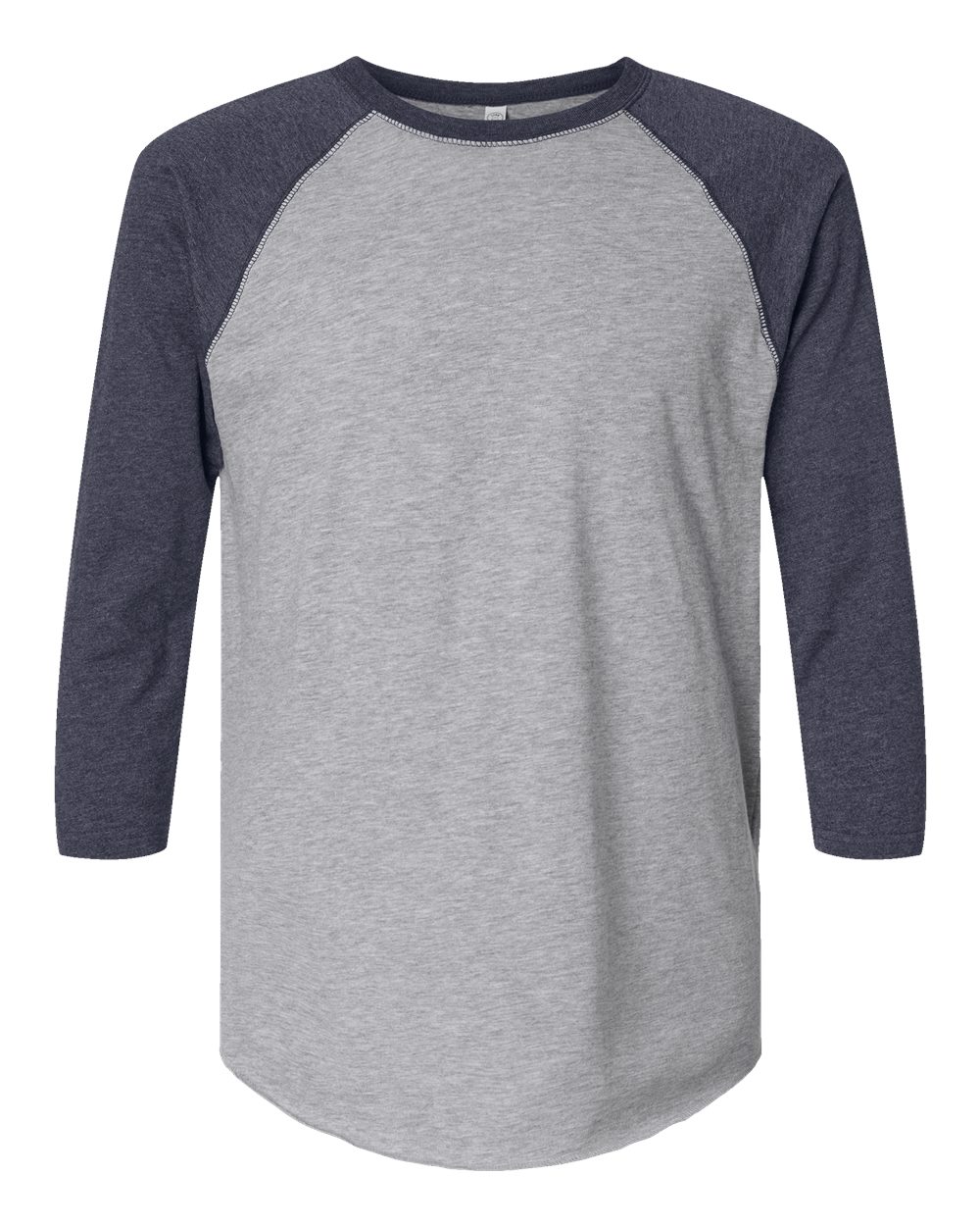 LAT Unisex Baseball Fine Jersey Three-Quarter Sleeve Tee. 6930 - Vintage Heather/ Vintage Navy