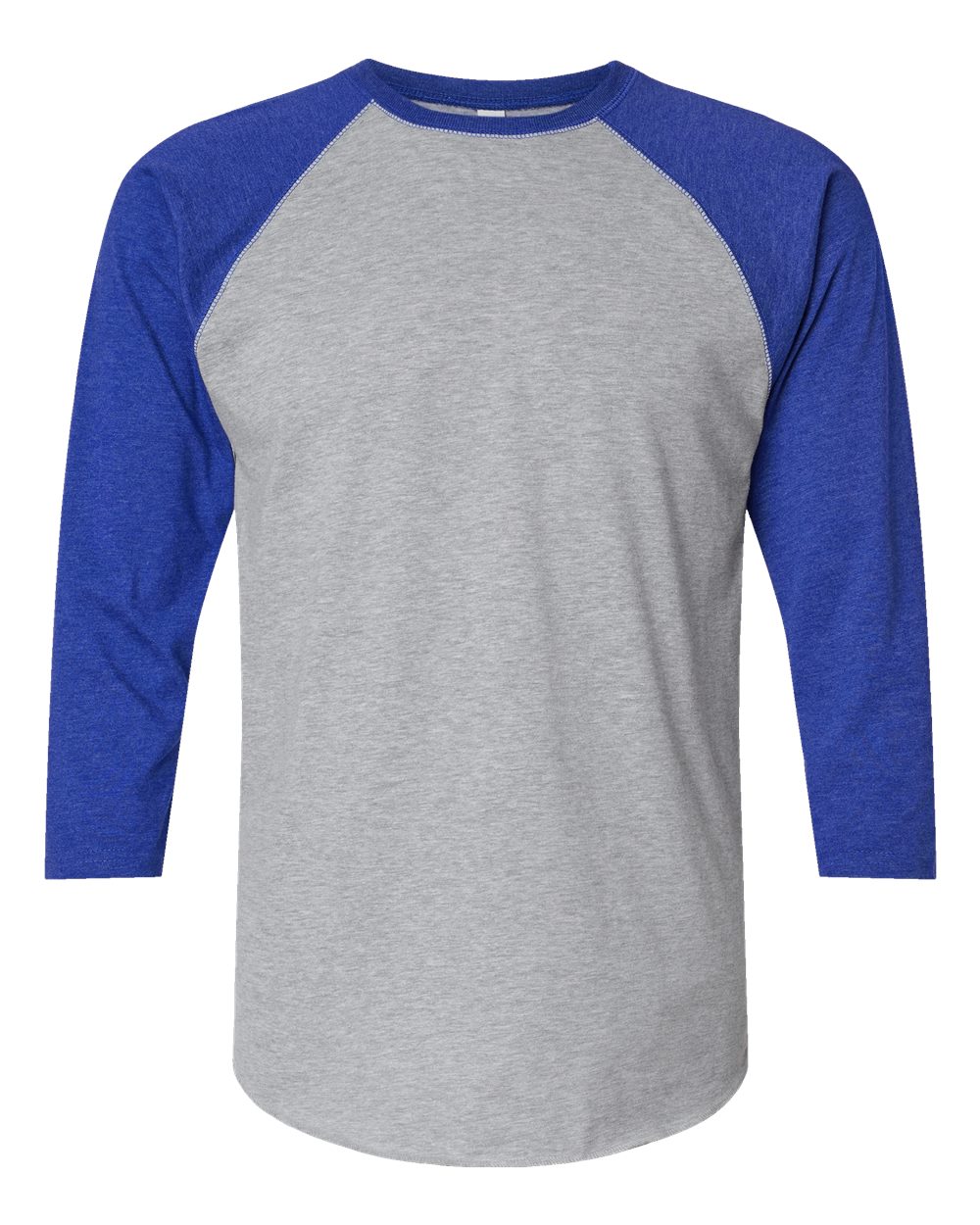 LAT Unisex Baseball Fine Jersey Three-Quarter Sleeve Tee. 6930 - Vintage Heather/ Vintage Royal