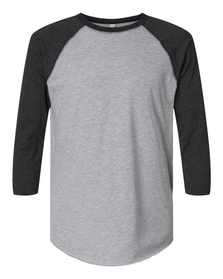 LAT Unisex Baseball Fine Jersey Three-Quarter Sleeve Tee. 6930 - Vintage Heather/ Vintage Smoke