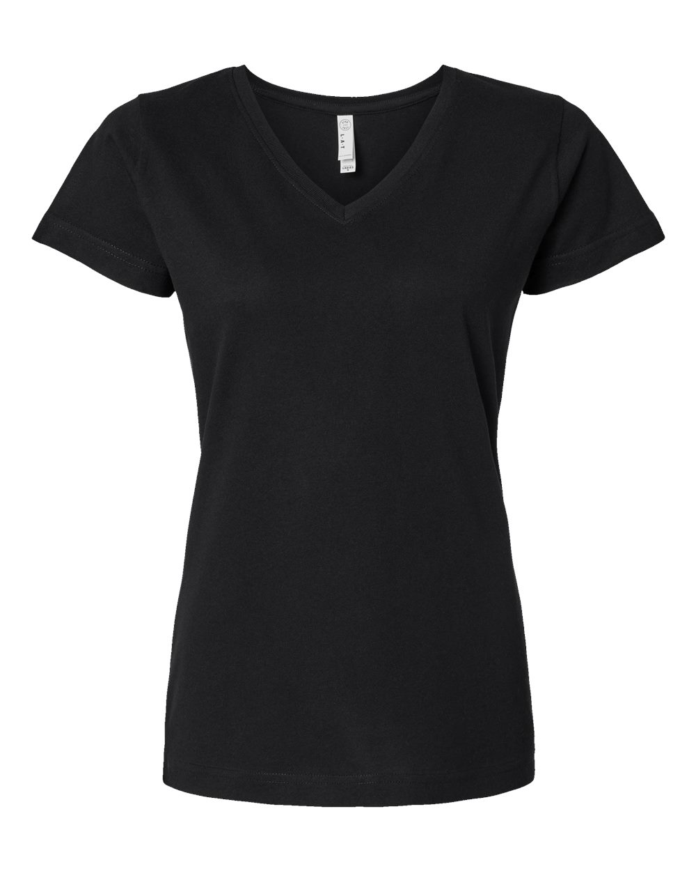 LAT Women's Fine Jersey V-Neck Tee. 3507 - Black