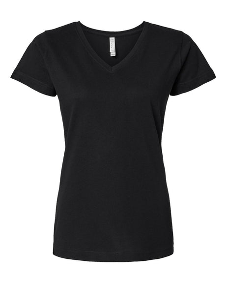 LAT Women's Fine Jersey V-Neck Tee. 3507 - Black