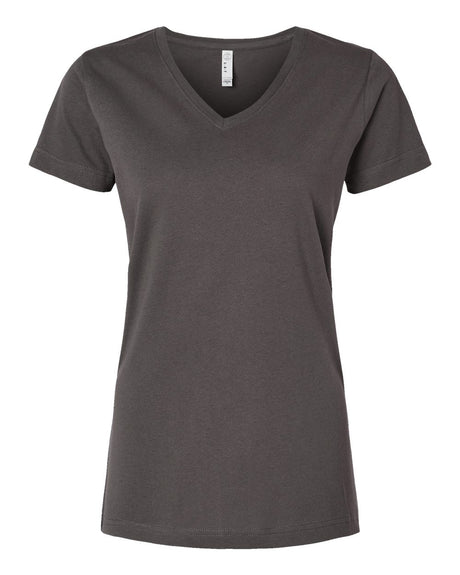 LAT Women's Fine Jersey V-Neck Tee. 3507 - Charcoal