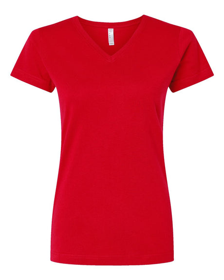 LAT Women's Fine Jersey V-Neck Tee. 3507 - Red