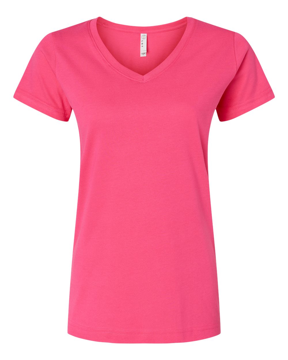 LAT Women's Fine Jersey V-Neck Tee. 3507 - Hot Pink