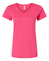 LAT Women's Fine Jersey V-Neck Tee. 3507 - Hot Pink