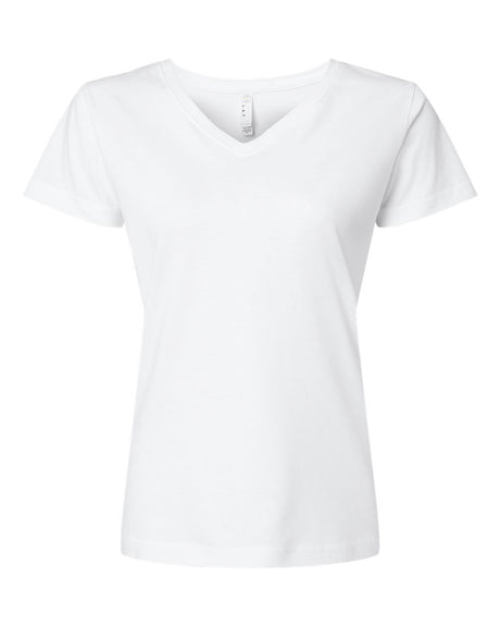 LAT Women's Fine Jersey V-Neck Tee. 3507 - White