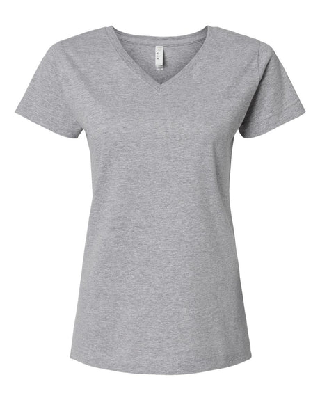 LAT Women's Fine Jersey V-Neck Tee. 3507 - Heather