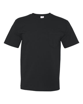 Bayside Unisex USA-Made Midweight Pocket T-Shirt. 5070 - Black