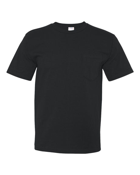Bayside Unisex USA-Made Midweight Pocket T-Shirt. 5070 - Black