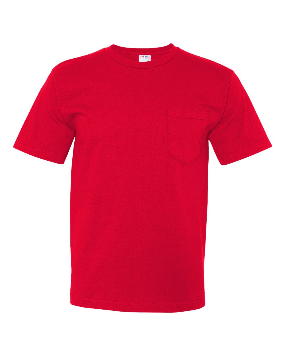Bayside Unisex USA-Made Midweight Pocket T-Shirt. 5070 - Red