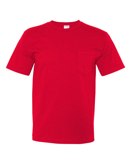 Bayside Unisex USA-Made Midweight Pocket T-Shirt. 5070 - Red