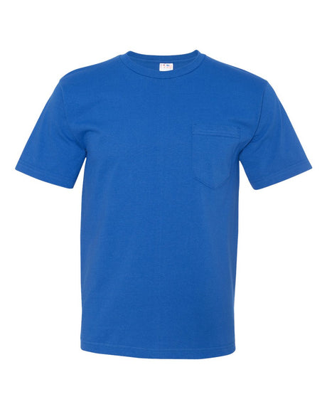 Bayside Unisex USA-Made Midweight Pocket T-Shirt. 5070 - Royal