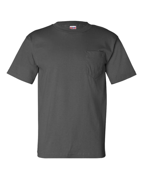 Bayside Unisex USA-Made Pocket T-Shirt. 7100 - Charcoal