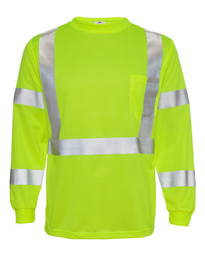 Kishigo Unisex Long Sleeve Class 3 T-Shirt. 9145-9146 - Lime