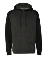 Independent Trading Co. Unisex Raglan Hooded Sweatshirt. IND40RP - Charcoal Heather/ Black