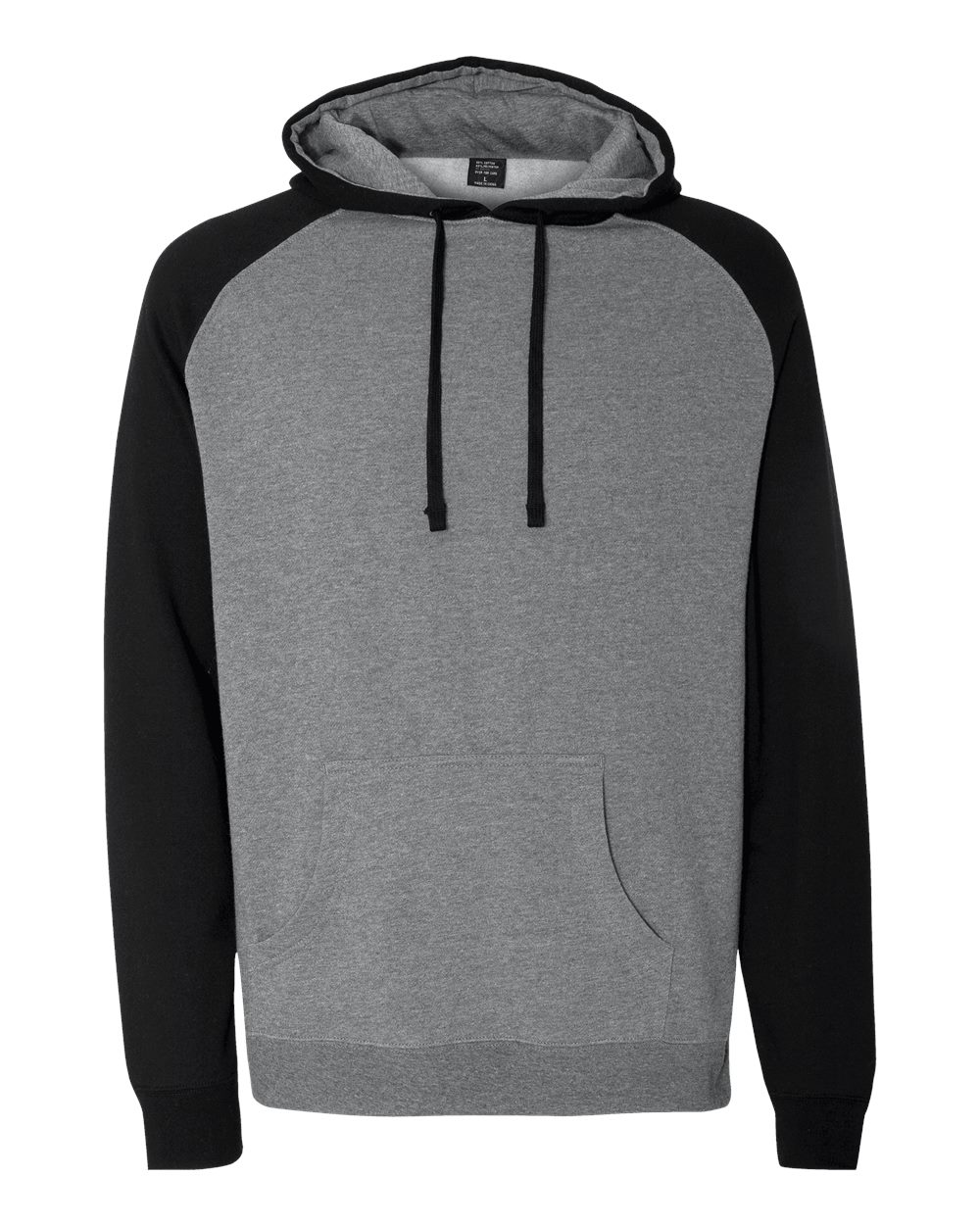 Independent Trading Co. Unisex Raglan Hooded Sweatshirt. IND40RP - Gunmetal Heather/ Black