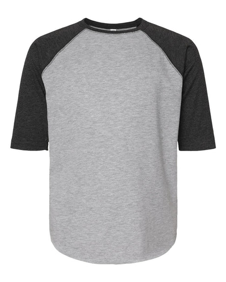 LAT Youth Baseball Fine Jersey Three-Quarter Sleeve Tee. 6130 - Vintage Heather/ Vintage Smoke
