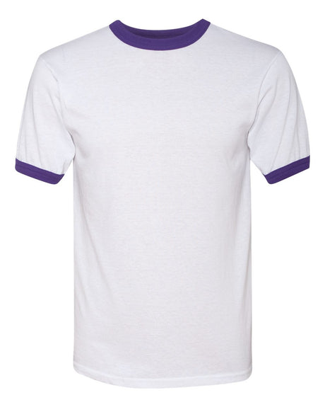Augusta Sportswear Unisex 50/50 Ringer T-Shirt. 710 - White/ Purple
