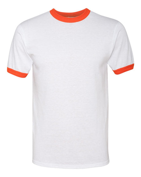 Augusta Sportswear Unisex 50/50 Ringer T-Shirt. 710 - White/ Orange