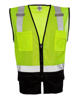 Kishigo Unisex Black Bottom Mesh Class 2 Vest. 1509 - Lime