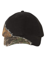 Kati Licensed Camo with Barbed Wire Embroidery Cap. LC4BW - Black/ Realtree AP