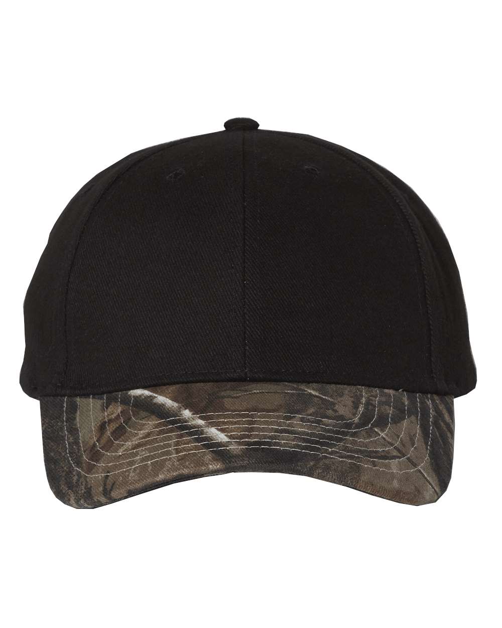 Kati Solid Crown with Camo Bill Cap. LC25 - Black/ Realtree AP