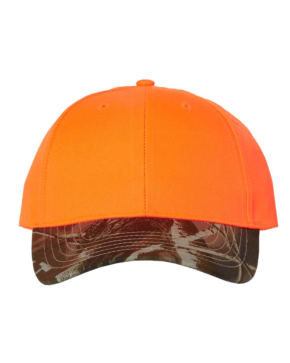 Kati Solid Crown with Camo Bill Cap. LC25 - Blaze/ Realtree Hardwoods