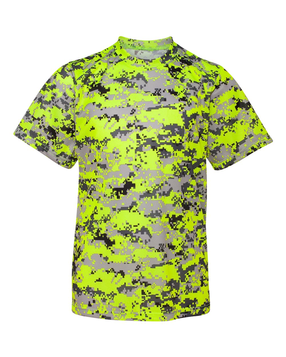 Badger Youth Digital Camo T-Shirt. 2180 - Safety Yellow Digital