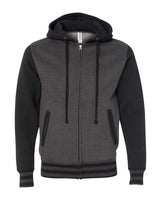 Independent Trading Co. Unisex Heavyweight Varsity Full-Zip Hooded Sweatshirt. IND45UVZ - Charcoal Heather/ Black