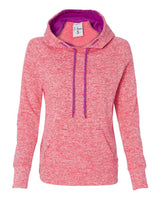 J. America Women’s Cosmic Fleece Hooded Sweatshirt. 8616 - Fire Coral/ Magenta