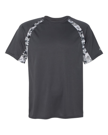 Badger Men's Hook Digital T-Shirt. 4140 - Graphite/ White