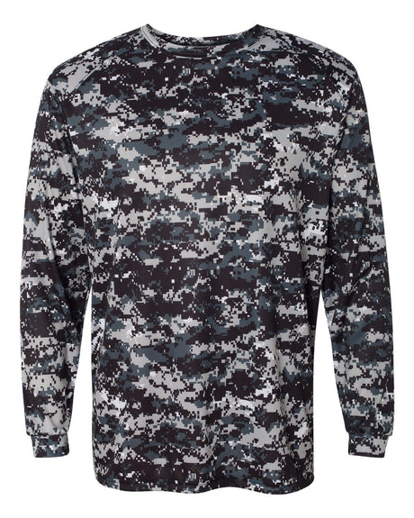 Badger Men's Digital Camo Long Sleeve T-Shirt. 4184 - Black Digital
